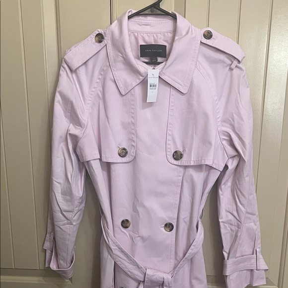 Ann Taylor Light Pink Double-Breasted Large Trench with Belt NWT - Picture 3 of 8